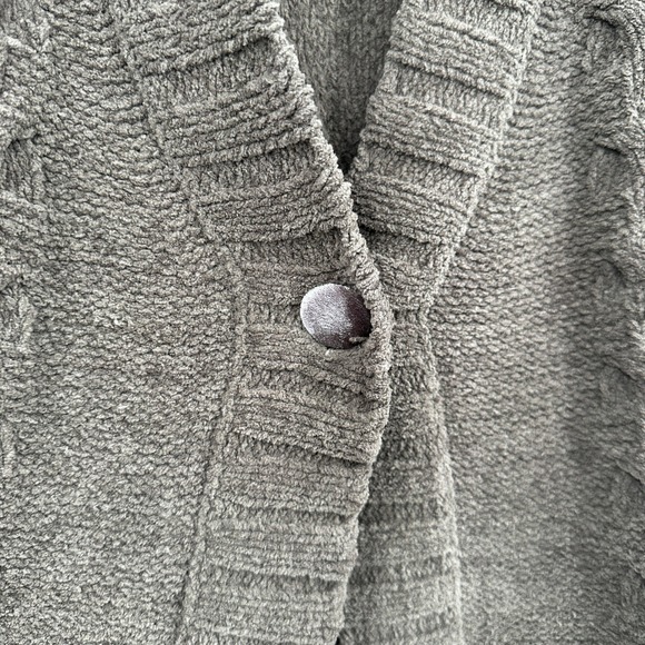 J Jill Brown Cable Knit Cardigan Sweater Petite LP Button Front‎ Cozy - Picture 5 of 10